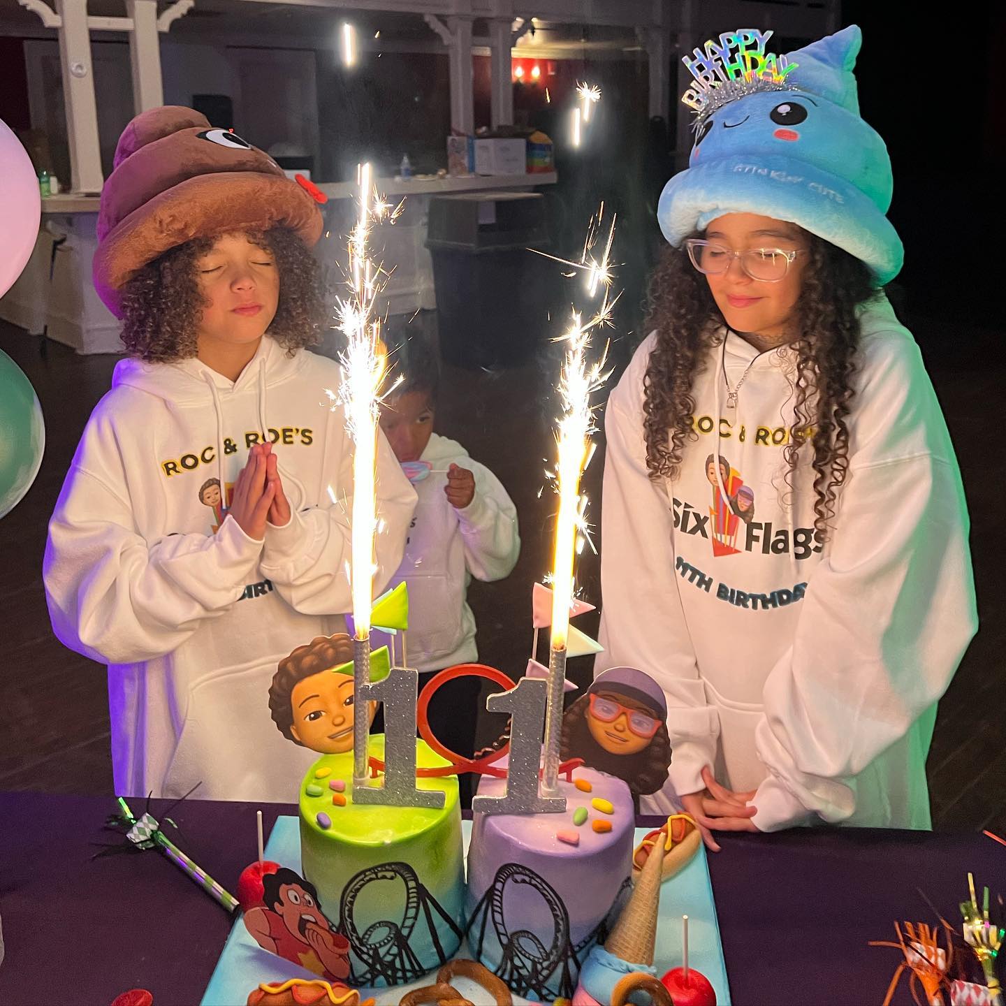 Nick Cannon’s twins Monroe Cannon and Moroccan Scott Cannon making a wish on their 11th birthday