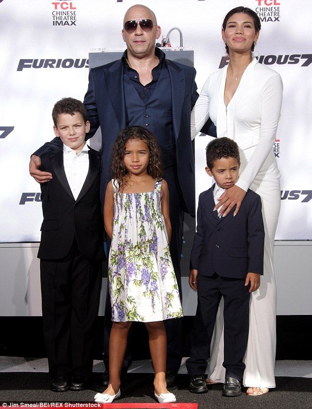 Vin Diesel And Paloma Jiménez with their kids at the Fast and Furious 7 premiere night
