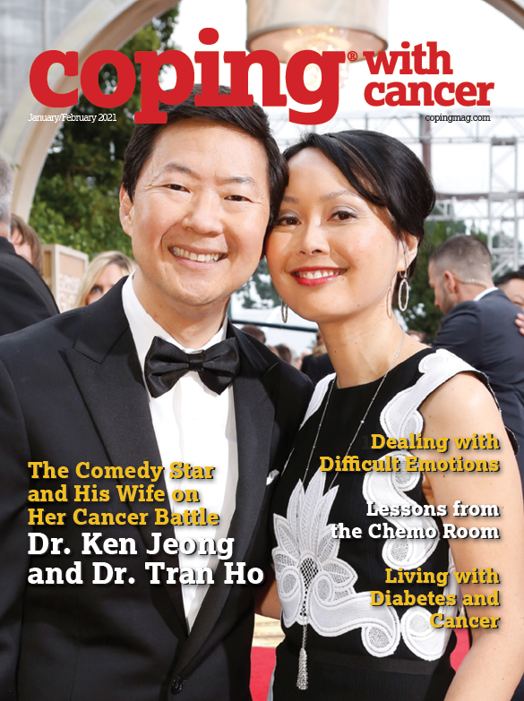 Tran Jeong and Ken Jeong as a cover of the Coping magazine January-February 2021 issue