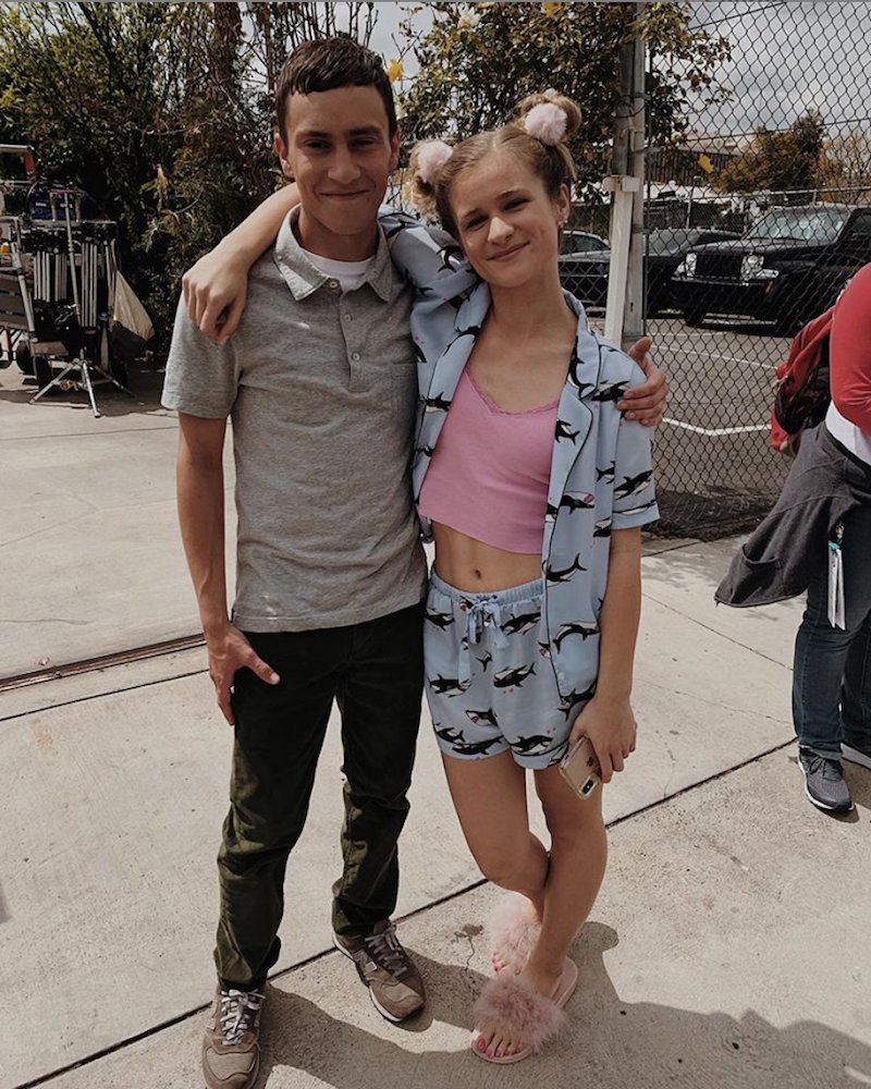 Jenna Boyd standing with Atypical co-star Keir Gilchrist