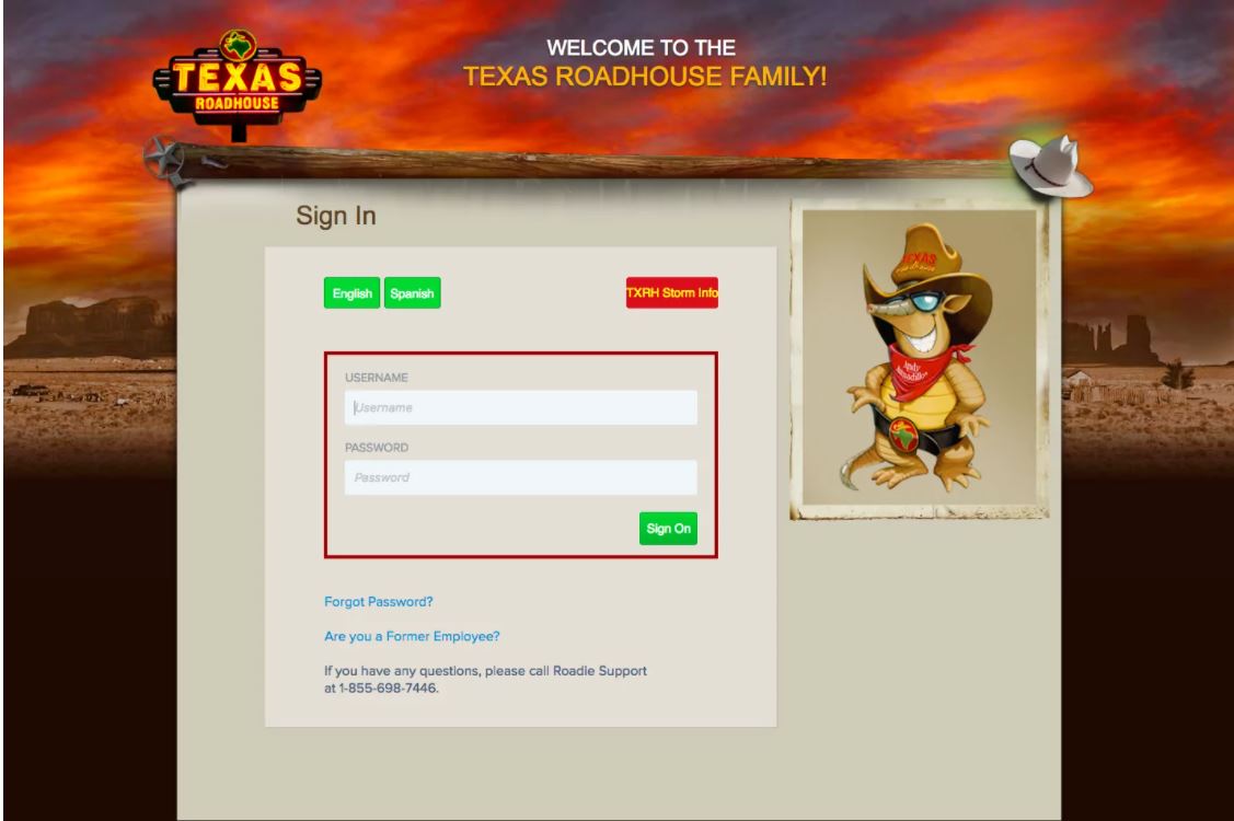 Screenshot of the Txrhlive Login interface with required fields