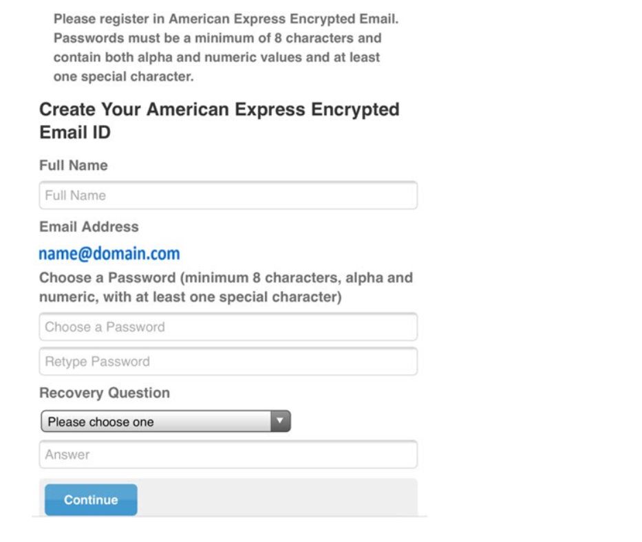 Screenshot of the americanexpress.com selectemail sign up page