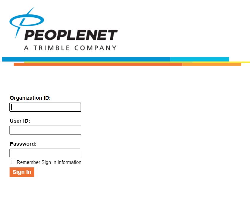 Screenshot of the Login page to PeopleNet as a driver