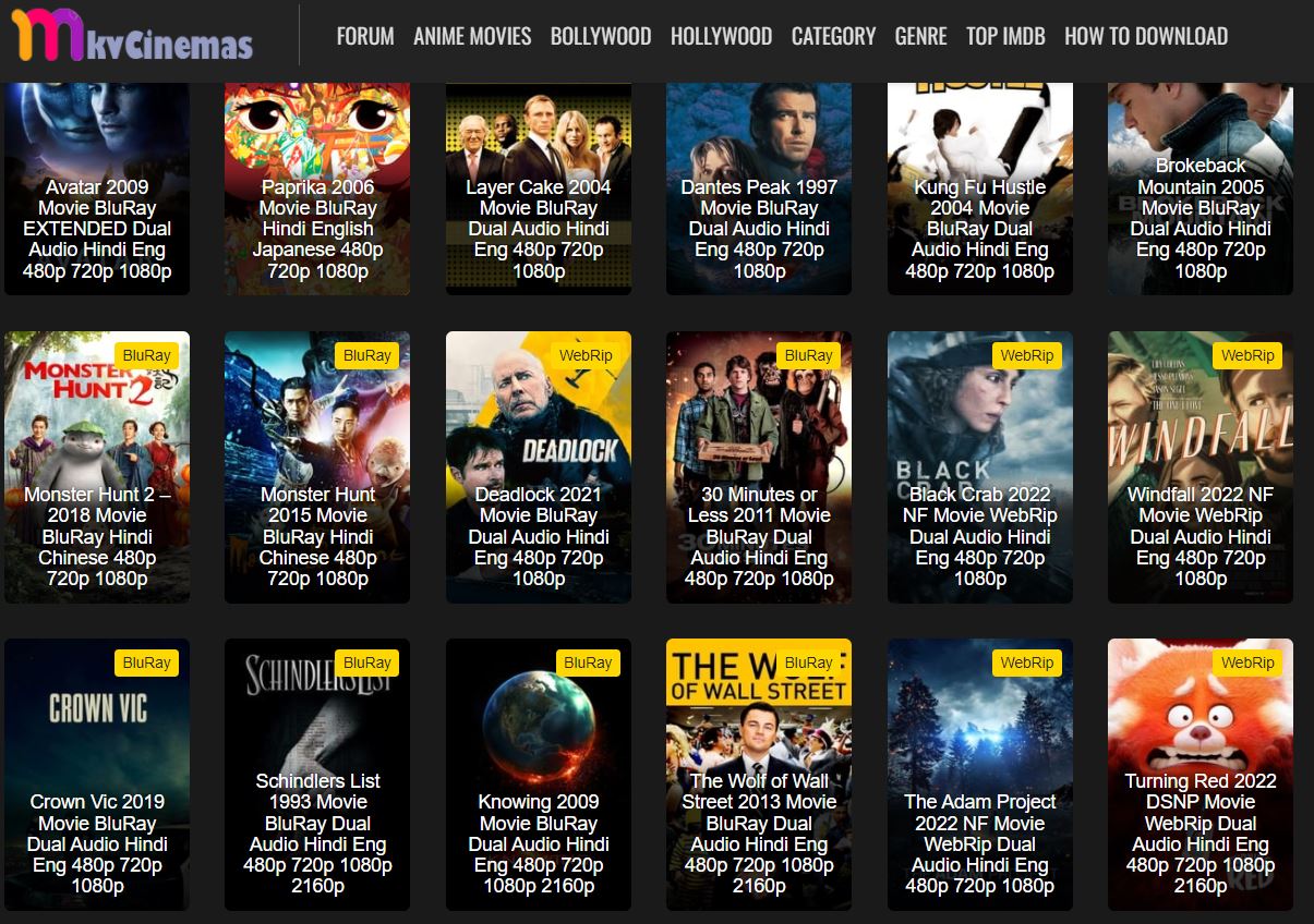 Screenshot of the All Hollywood Movies Dual Audio Eng-Hin Movies on mkv cinema.live