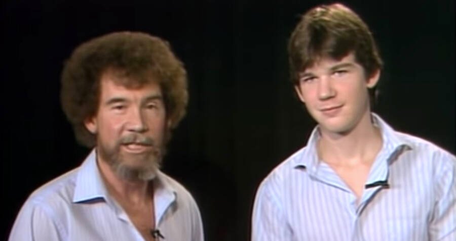 Young Steve Ross with his father Bob Ross on TV show about painting