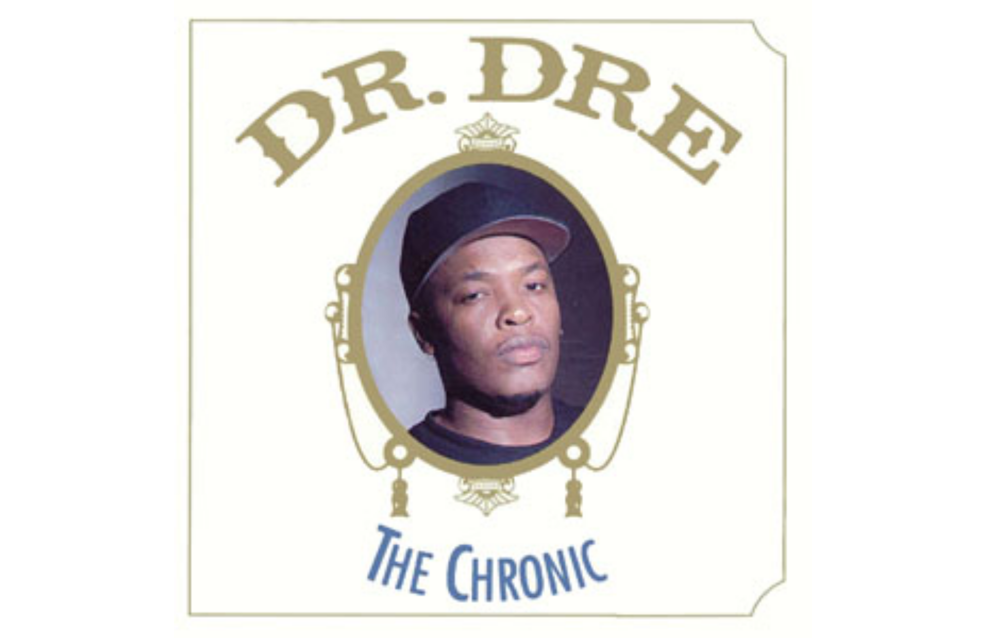 The album cover of "The Chronic" with Dr. Dre's face