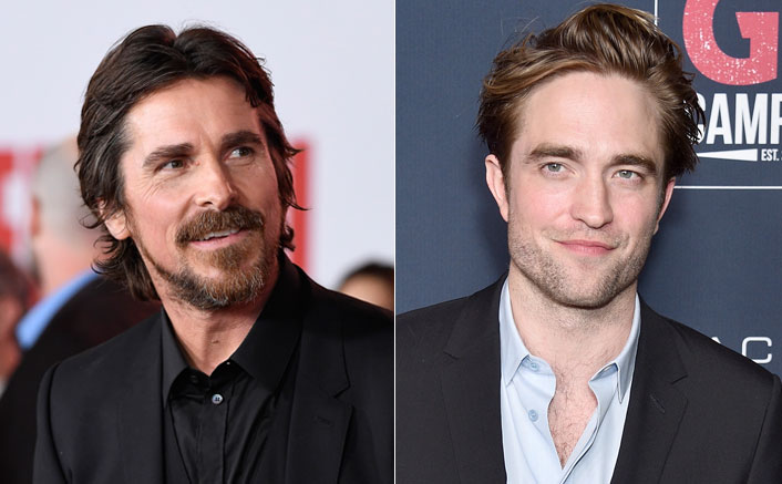 Christian Bale and Robert Pattinson in a black coat