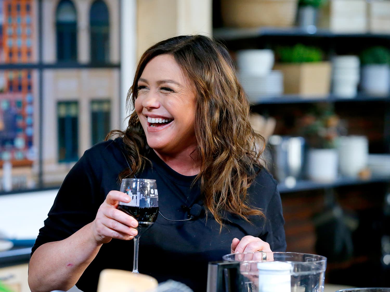 Rachael Ray Drinking A Glass Of Wine
