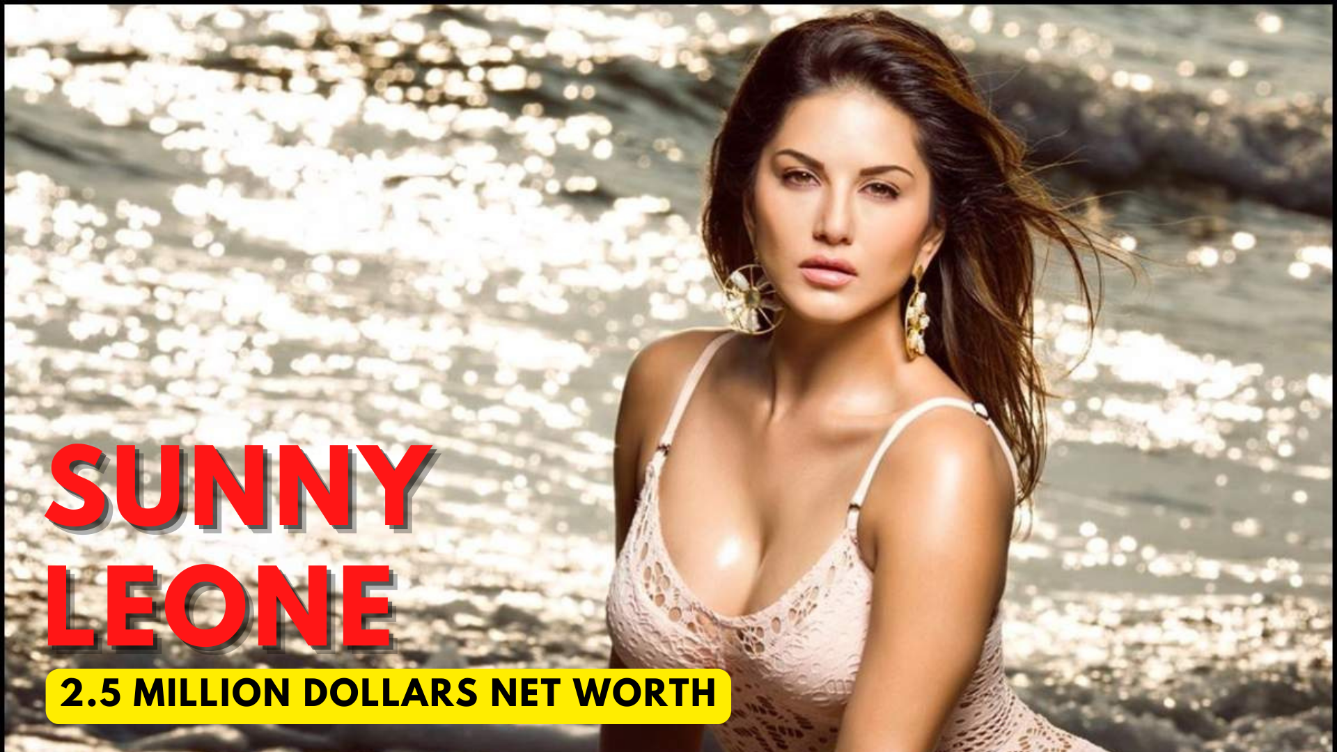 Sunny Leone in white swimsuit while at the beach