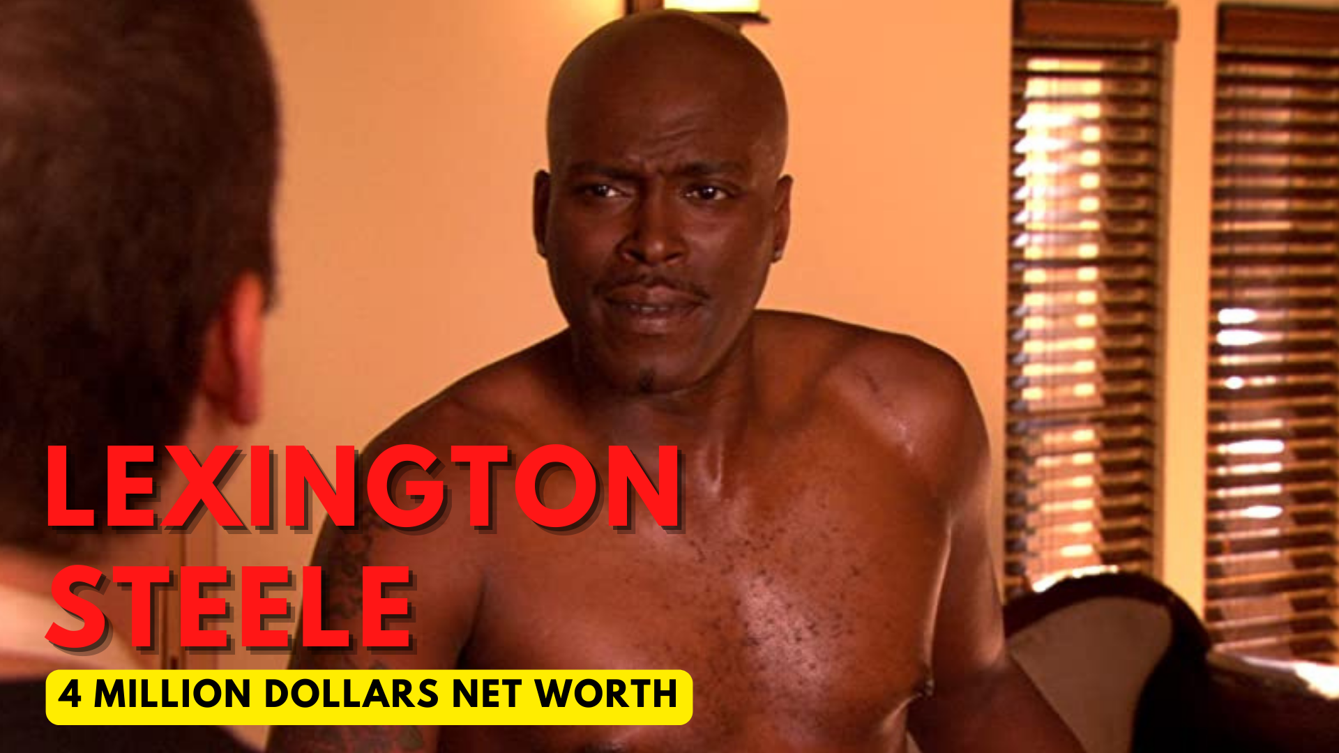 Lexington Steele topless while talking to someone