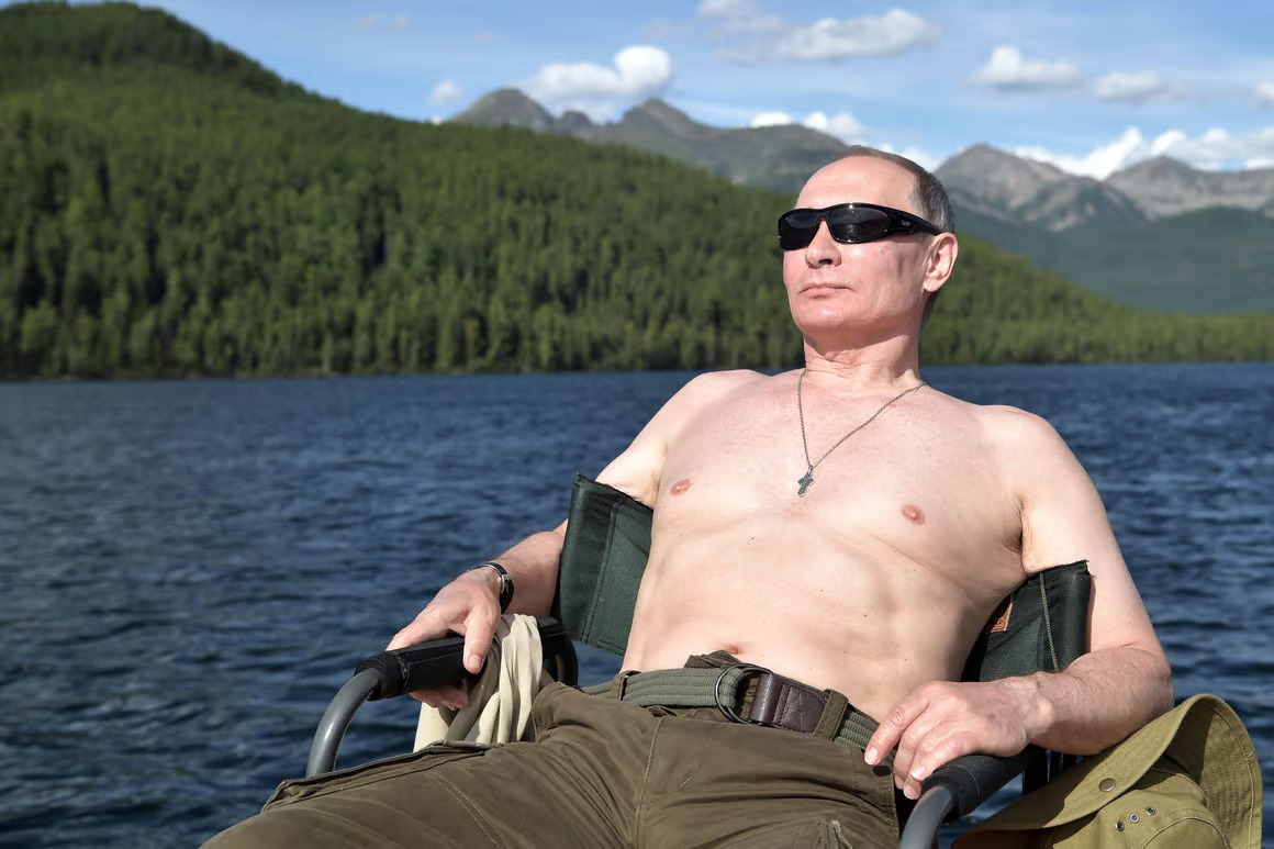 Vladimir Putin relaxing