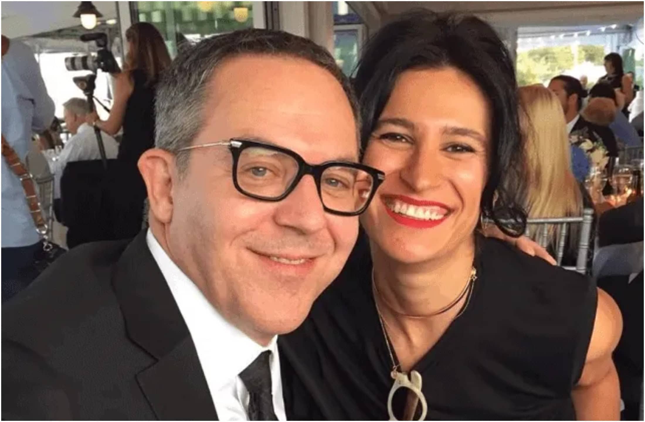 Greg Gutfeld with his wife Elena Moussa at an event