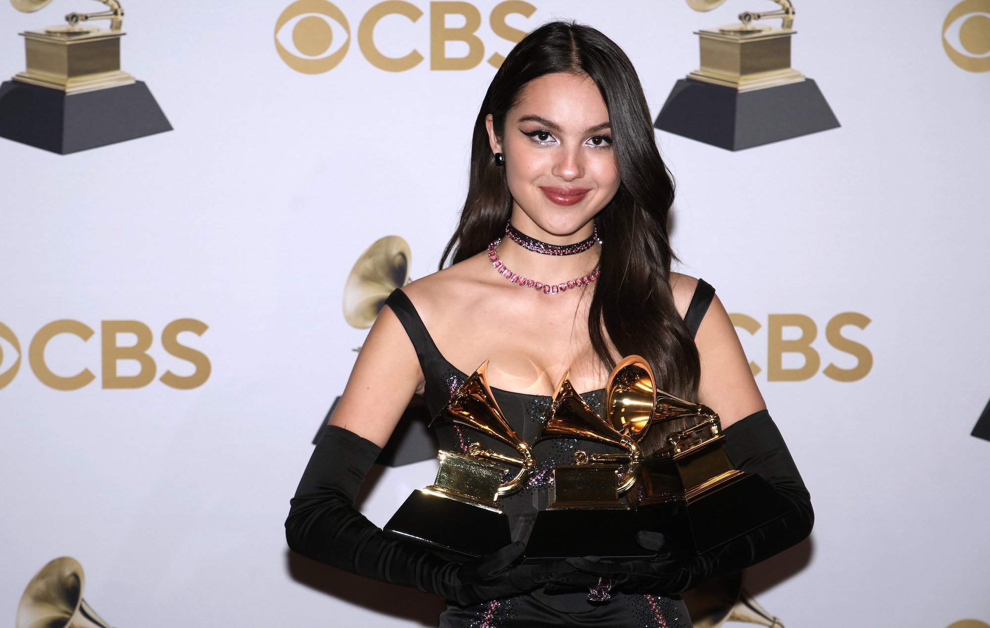 Olivia Rodrigo with her Grammy awards