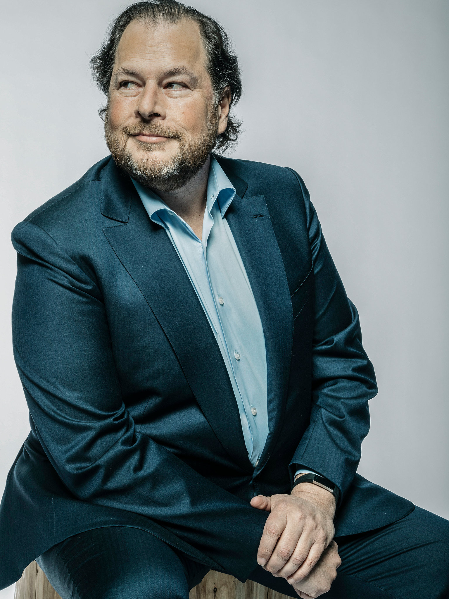 Marc Benioff wearing a blue suit