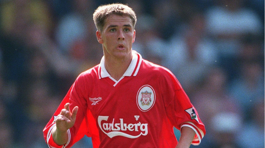 Michael Owen during his playing days in Liverpool wearing the home jearsey