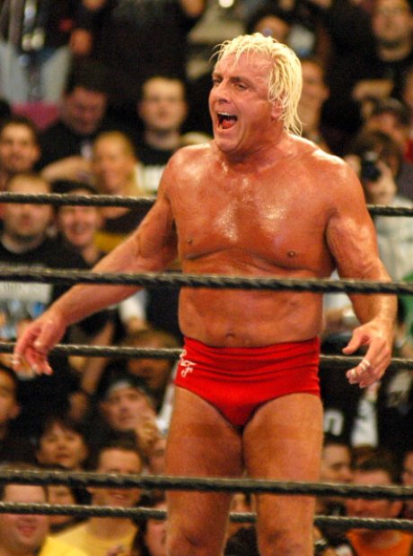 Ric Flair waiting for the opponent