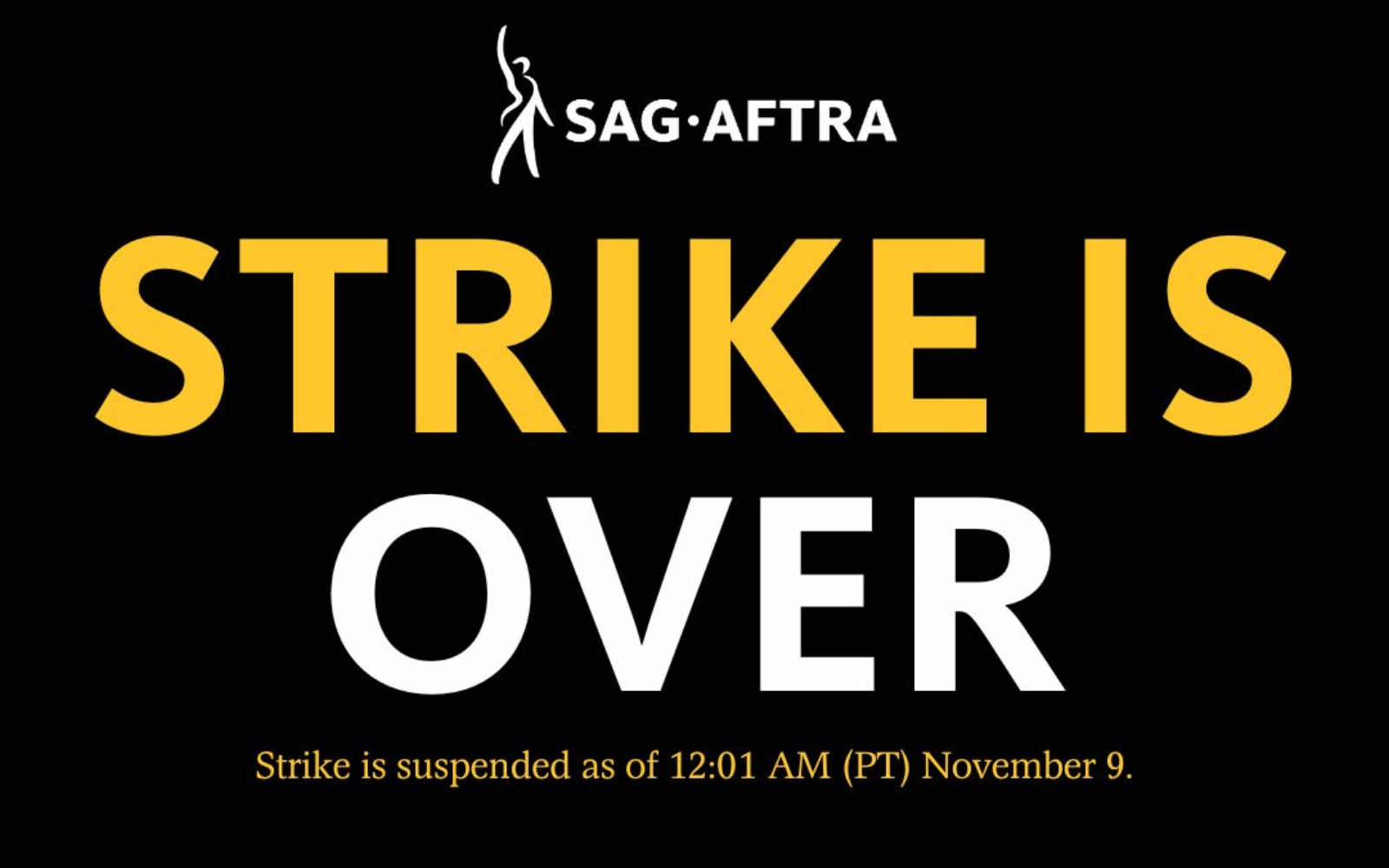 SAG-AFTRA strike is over text