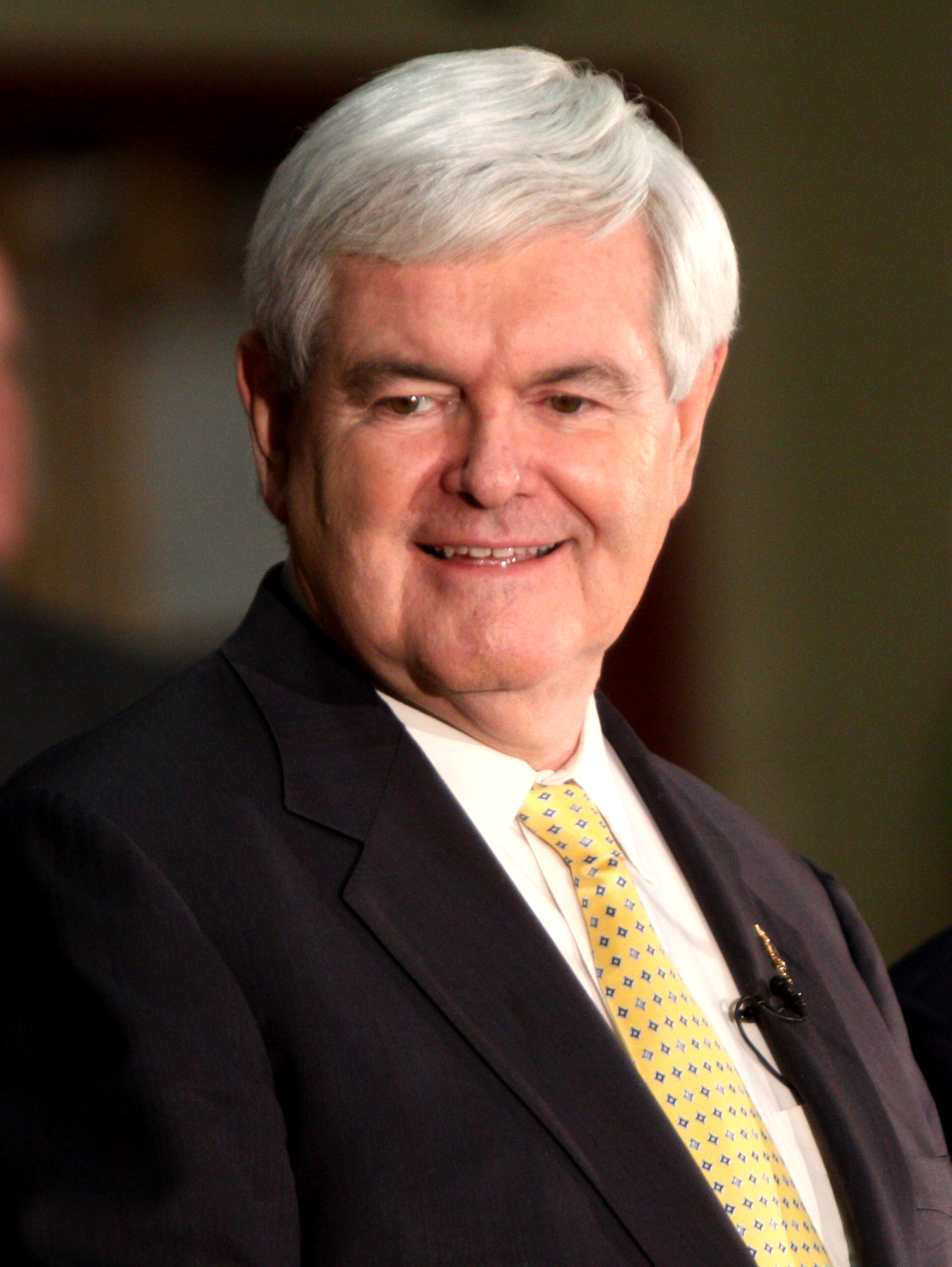 Newt Gingrich wearing a black suit